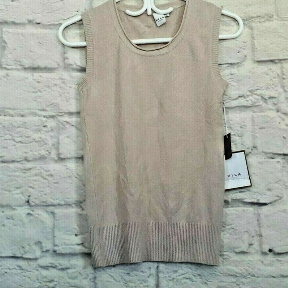 New Vila Milano Gray Knit Sleeveless Tank Top - Picture 1 of 5